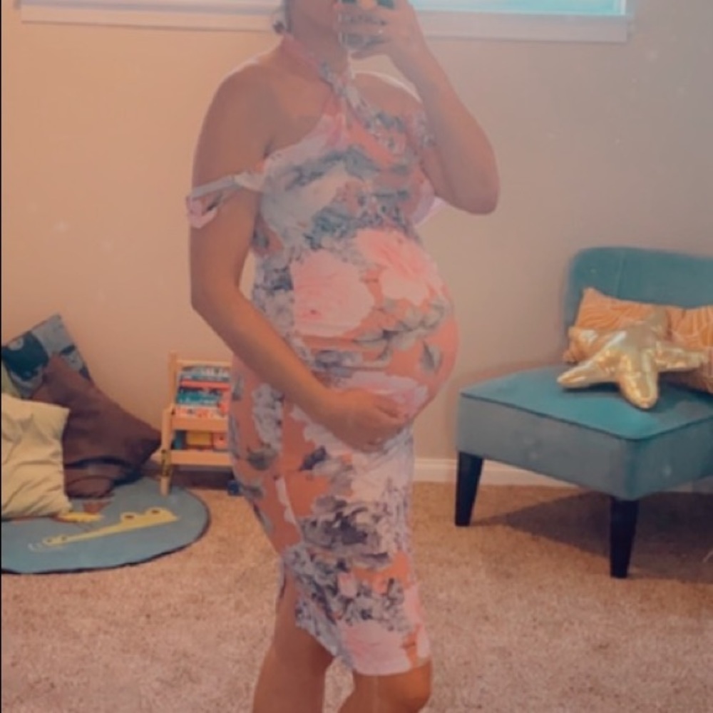 ASOS Floral Twist Neck Ruffle Top Soft Pencil Dress Size 6